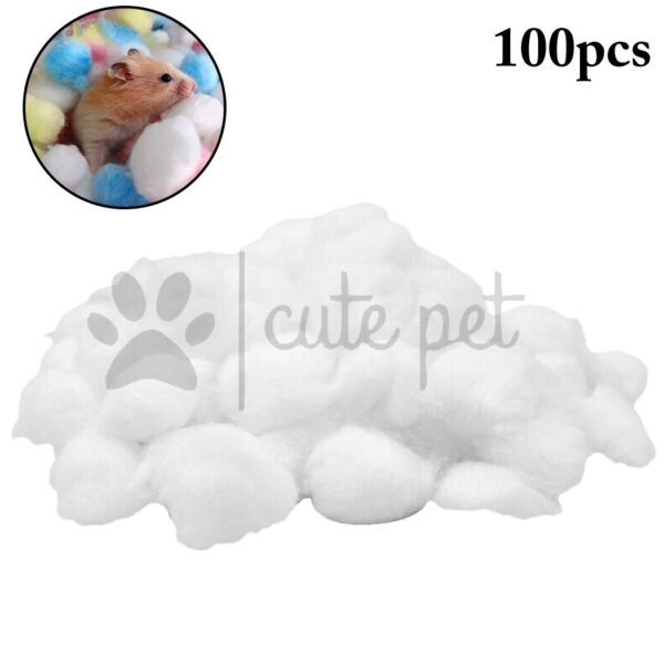 COD 100PCS Pet hamster cotton ball Colorful Hamster Golden Bear cotton ball hedgehog winter winter warm insulation cotton natural quilt cot 100pcs Natural Cotton Balls Small Animal Breathable Warm Hamster Cage House