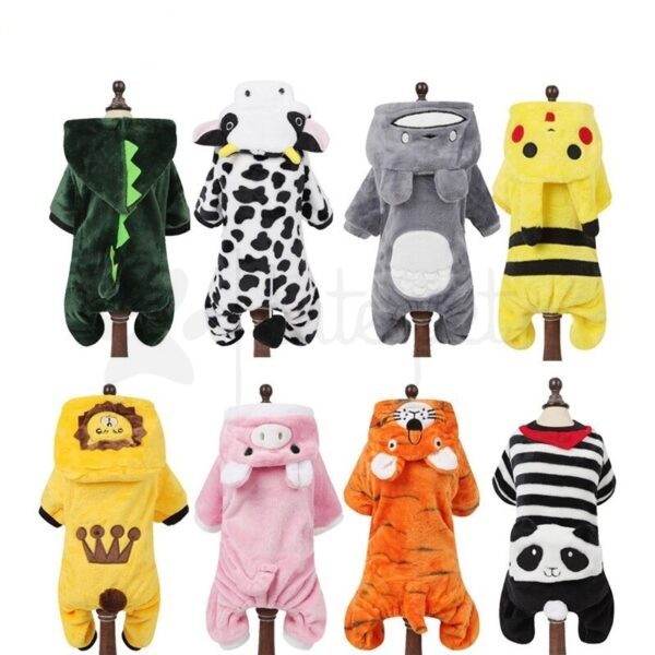 PET Dog Clothes Dinosaur Hooded Sweater Dog Costume Pet Cute Clothes Cartoon Animal Dog Cat Costume for Small Dogs Cats Winter Warm Pet Jumpsuit Pajamas for Chihuahua Yorkies Clothes Puppy Clothing