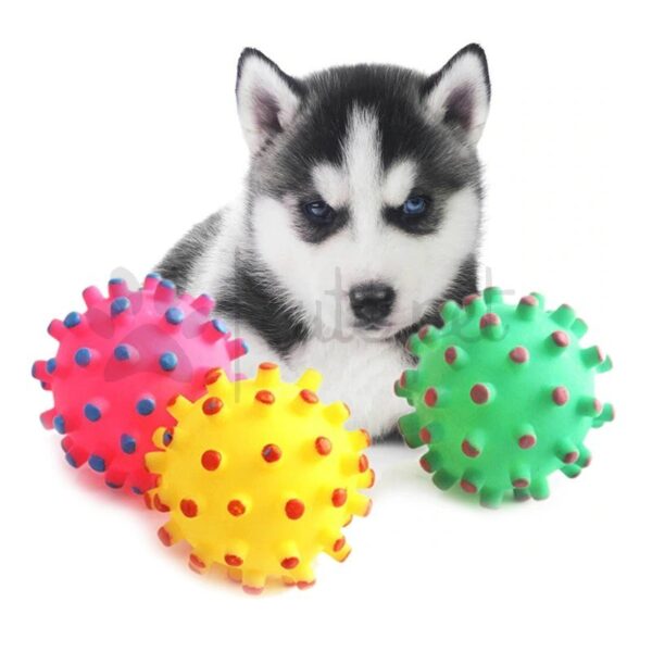 PET Dog Puppy Rubber Chews Thorn ball Squeaky Sound Plush Sound Cute Fruits Banana Design Toys Pet Molar Ball Teeth Bite Rubber Dog Cat Play Ball Squeaky Toy High Bouncing Pet Hedgehog Ball Products Interactive Training Toys