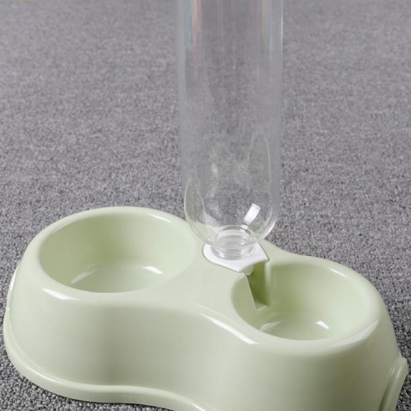 Pet Dog Utensils Double Bowls With Drinking Bottle Bearhead Dog Bowl Stainless Steel Bowl Automatic Water Dispenser Auto Feeder Dog Cat Bowl